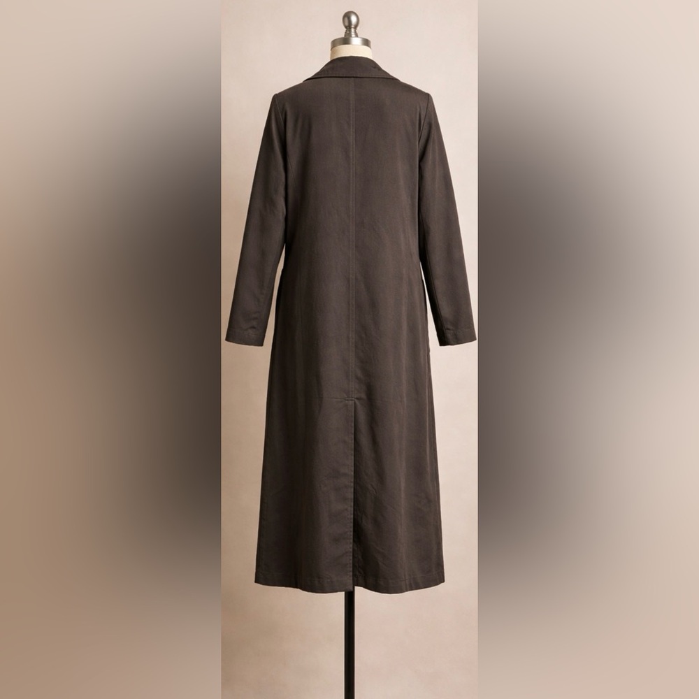 NWT STARK-X Oversized Utility Trench Coat Ash Grey Linen Blend Maxi Luxury $399 - Picture 4 of 11